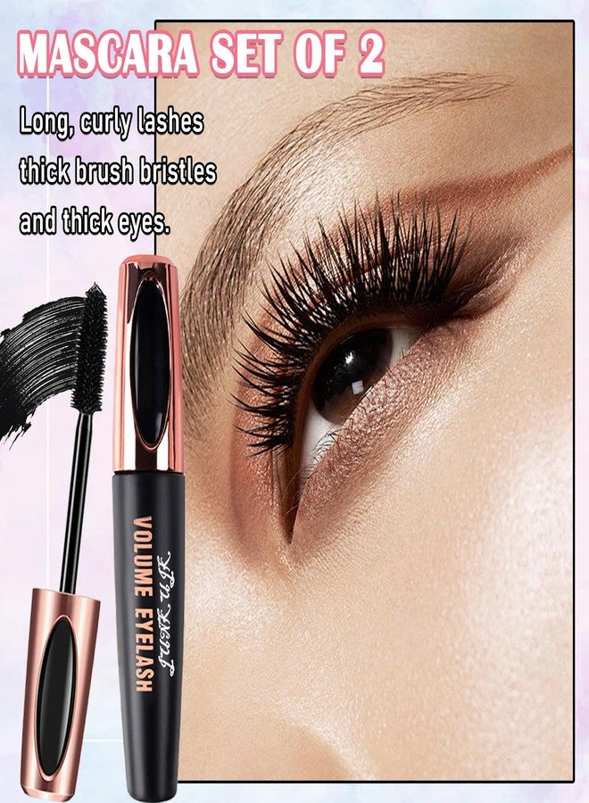 JunKuJK 2 Pack 4D Silk Fiber Lash Mascara,Lengthening and Thick,Long Lasting Waterproof Mascara Set for Women,All Day Smudge-Proof,Volume and Length （Black）A - Image 2